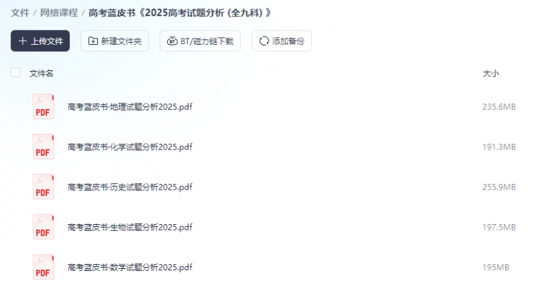 高考蓝皮书《2025高考试题分析 (全九科) 》 1.9GB(图1)